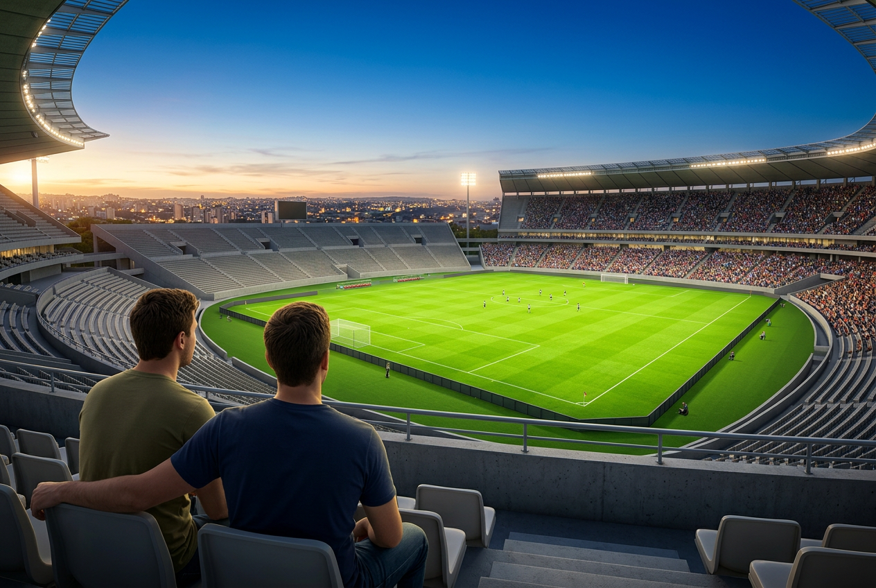 Imagem ilustrativa de torcida em um estádio de futebol, sem representar os setores ou as acomodações dos pacotes